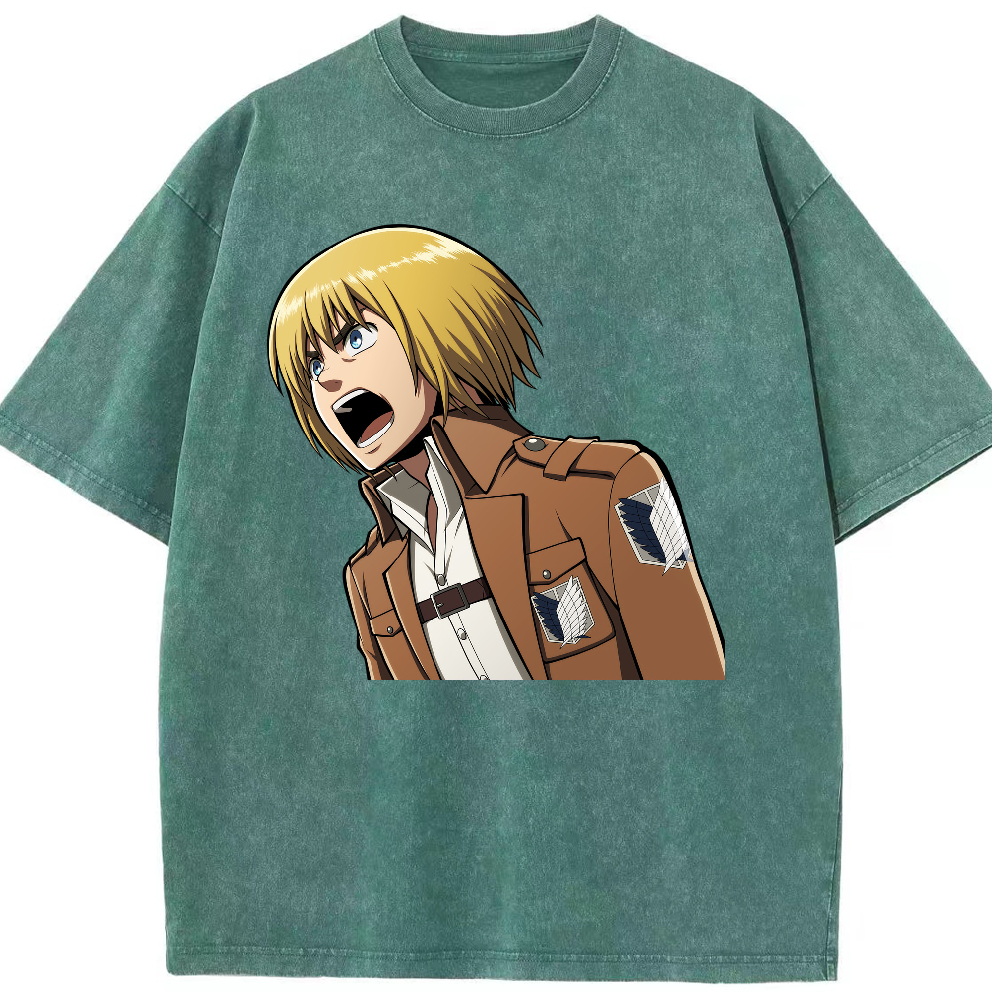 （画像用） 進撃の巨人 アルミン·アルレルト Attack on Titan Armin Arlert 綿100% ヴィンテージ風 半袖Tシャツ（フロントプリント）